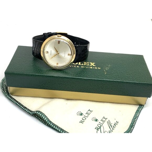 Rolex Men's Watch 9996 Vintage Swiss Mechanical 18k Gold Case Silver Dial 36mm - Picture 3 of 13